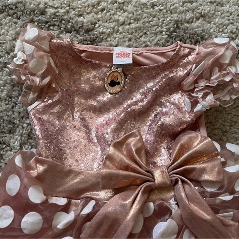 Disney‎ Minnie Mouse Deluxe Rose Gold Halloween Costume Dress XS 3T-4T - Picture 4 of 9